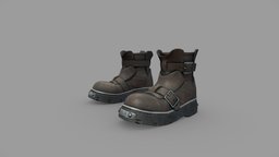 Brown Steampunk Boots steampunk, leather, winter, work, flat, fashion, urban, brown, western, shoes, boots, ankle, combat, metal, casual, everyday, pbr, low, poly, female, male
