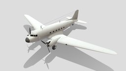 Douglas DC-3 Static Low Poly historic, mesh, airplane, scenery, dc3, airport, simulation, enviroment, aircraft, static, fsx, douglas, xplane, c47, skytrain, low, poly, p3d, msfs