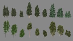 Ultra Low Poly 3-LOD Trees Pack