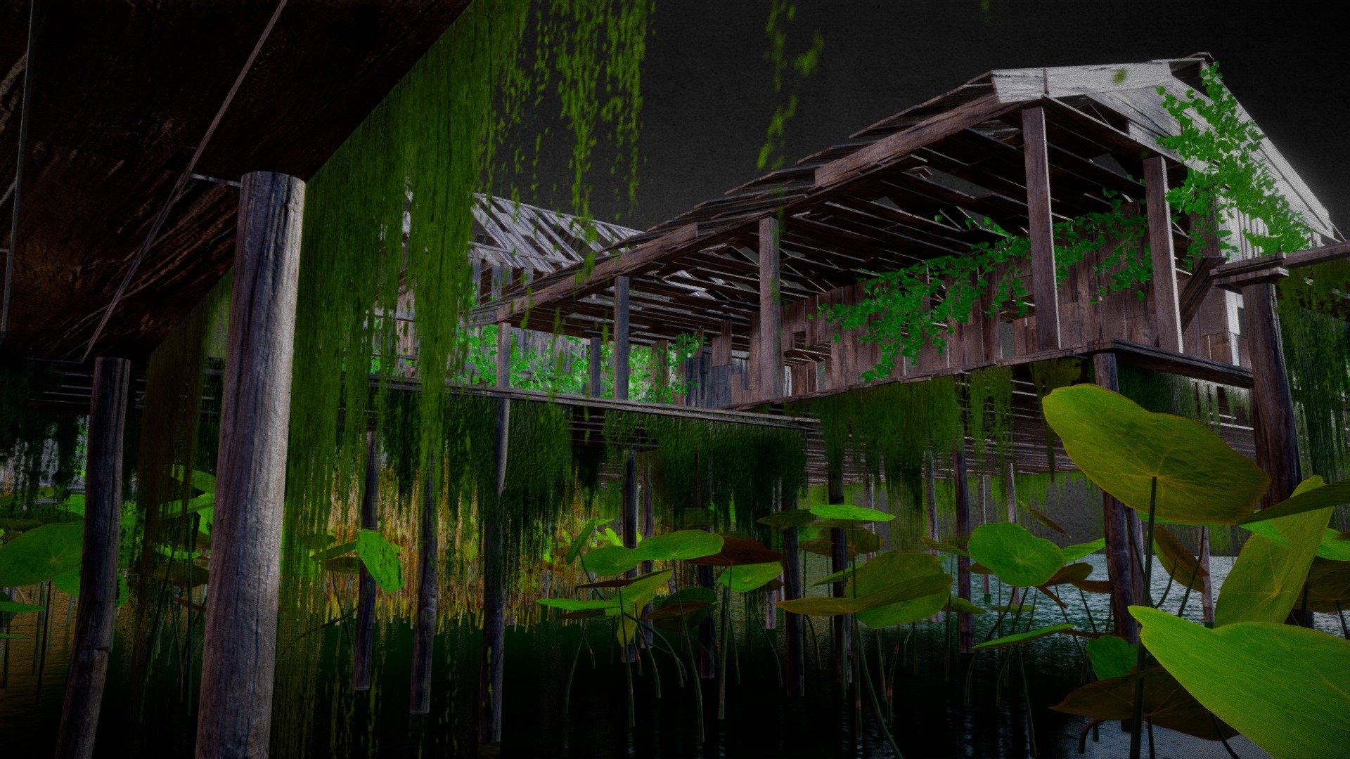 Wooden Swamp House Destroyed Scene



Assets Included:-

5 types of wooden house with Ivy and Algae Leakings
5 types of same wooden house destroyed/Abandoned
Reed grass
Swamp Plant
2 low-poly Ivy Individual stems
Destroyed/Broken Also included in the Pack


Things you can do with this asset pack:

Translate,Rotate and Scale the vines and use them in any assets/Project you like.
Make full Swamp Scene using the assets Provided
Things are not limited just follow your imagination.
Thank You!

Additional Files Structure

Export Folder contain all the fbx model Texture folder contain all the Textures
Sketchfab Scene file
All Required Blend Files.

Software Used for Creating:

Blender
Substance Painter
Photoshop
pureRef



Additional Notes:

Use subsurface scattering in shader editor for leaves and leaking.
All the House meshes are made up of individual planks which are seperated you can add and remove them according to your requirements.

Thank You! - Abandon Wooden Swamp House Scene - Buy Royalty Free 3D model by Nicholas-3D (@Nicholas01) 3d model