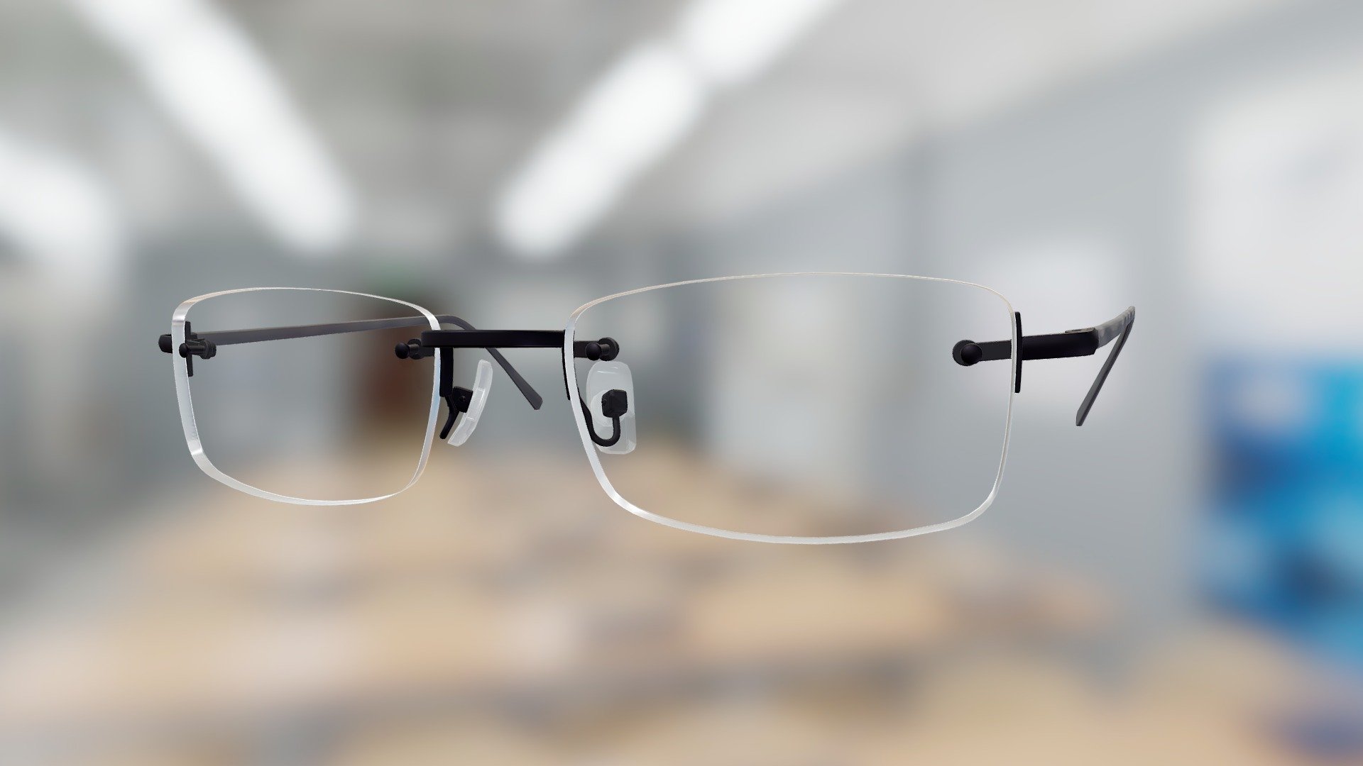 Generic Rimless Square Glasses (Black) - 3D model by VirTry Teams 3d model