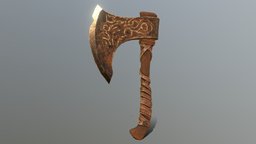HIE Viking Axe D180212 viking, obj, fantastic, fbx, metal, chop, render, axe, wood