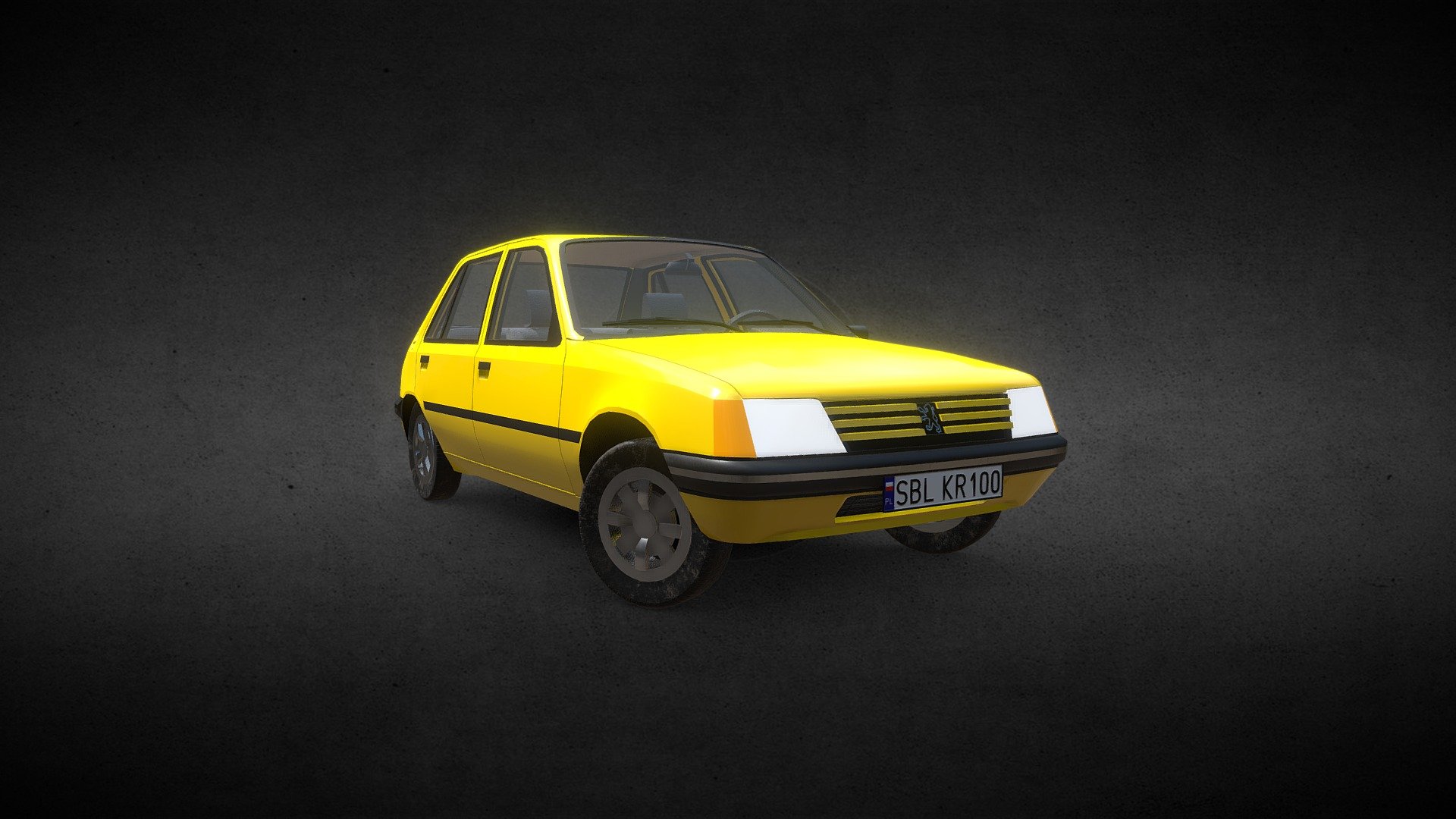 A simplified, low-poly model of Peugeot 205.

Ceated in Blender 3.6.1, textured in Substance 3D Painter and inkscape.

This model is not downloadable (and please don't ask me about it).

I hope you'd like it :)

Publication date: August 22nd 2023 3d model