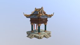 Entrance to a palace area pavillion, game-model, ancient-china, mobile-ready, fantasy