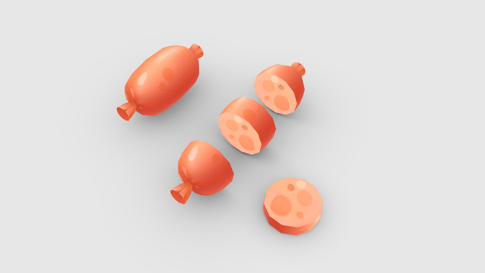 Cartoon Ham Sausage - Chicken Sausage - Cartoon Ham Sausage - Chicken Sausage - Buy Royalty Free 3D model by ler_cartoon (@lerrrrr) 3d model