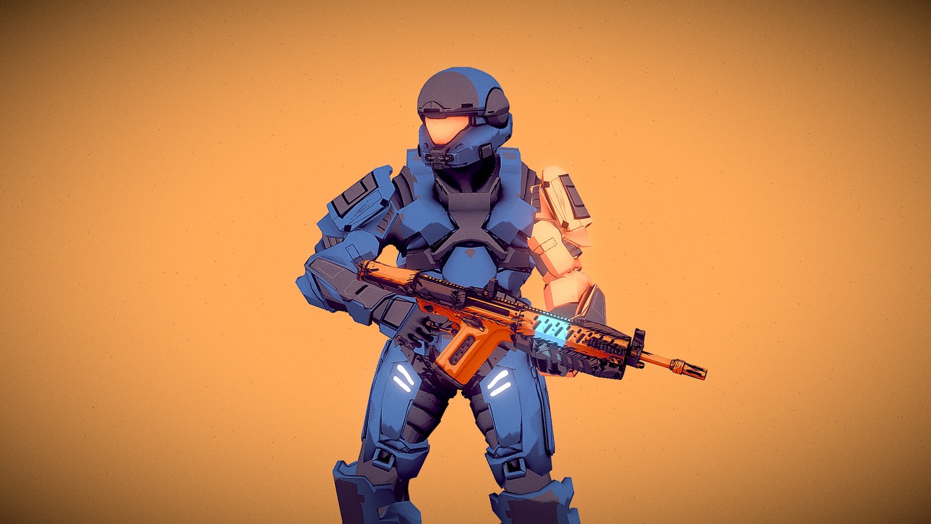 A Spartan EOD from Halo with textures for cel shading Ready for games - Halo Spartan EOD Cel Shading - 3D model by DiegoVega 3d model