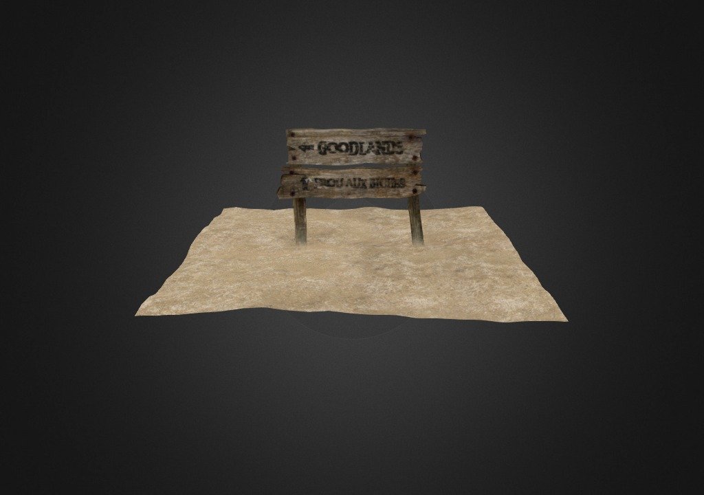 Old Wooden Sign Board - 3D model by Ammar Vana (@ammarvana) 3d model