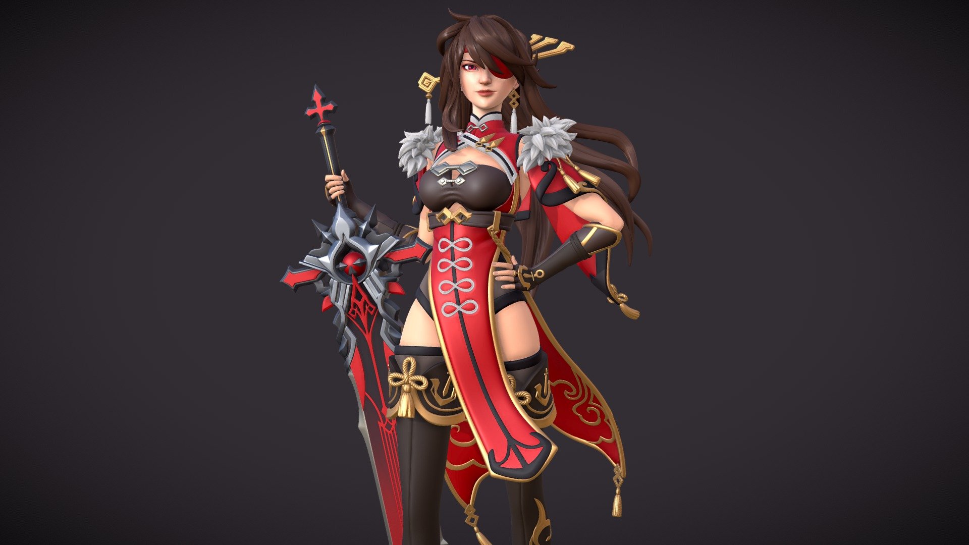 Fanart model of my favorite Genshin Impact character. I've been dreaming of making an epic figure with her since I started playing and it's finally finished!

More renders and beauty shots here:
https://www.artstation.com/artwork/VyvJd8 - Beidou Figure - 3D model by Alina Zhdanova (@ilandion.rise) 3d model