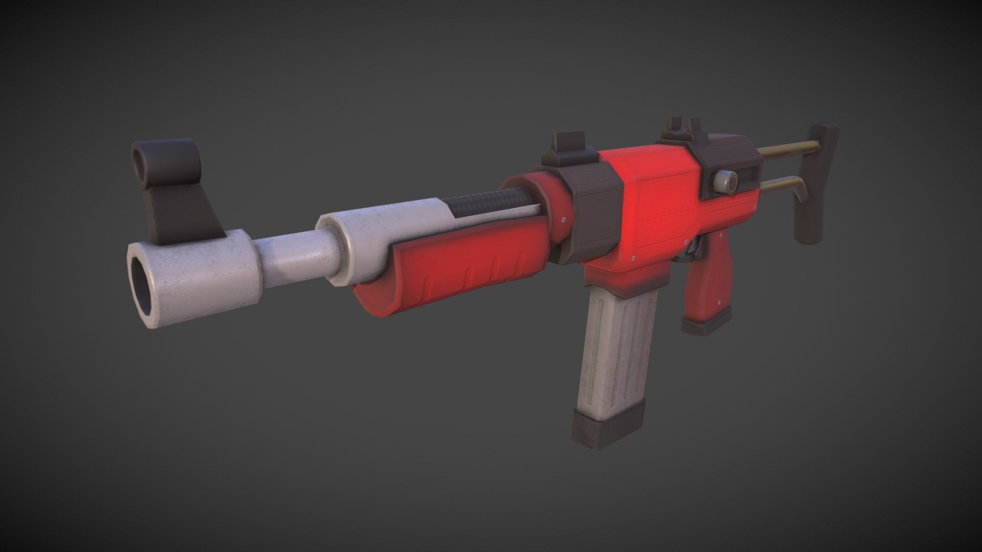 Modeled in blender, painted in substance painter, referenced from https://sketchfab.com/3d-models/stylized-rifle-lowpoly-cartoon-gun-f1ee67209b5d4caaa3a71ac809980365 - Low poly stylized gun - 3D model by Xenthera 3d model