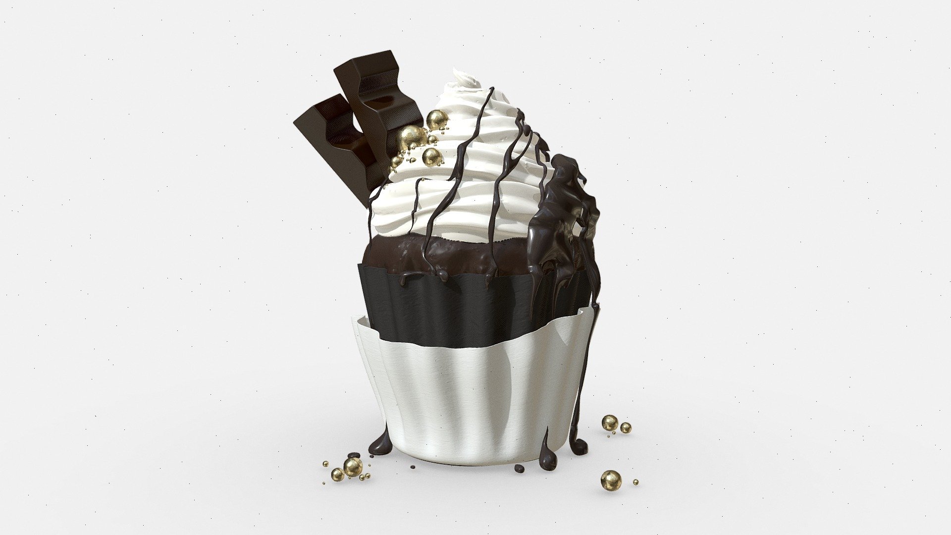 3D Model of vanilla flavored cupcake, made with Blender 3d model