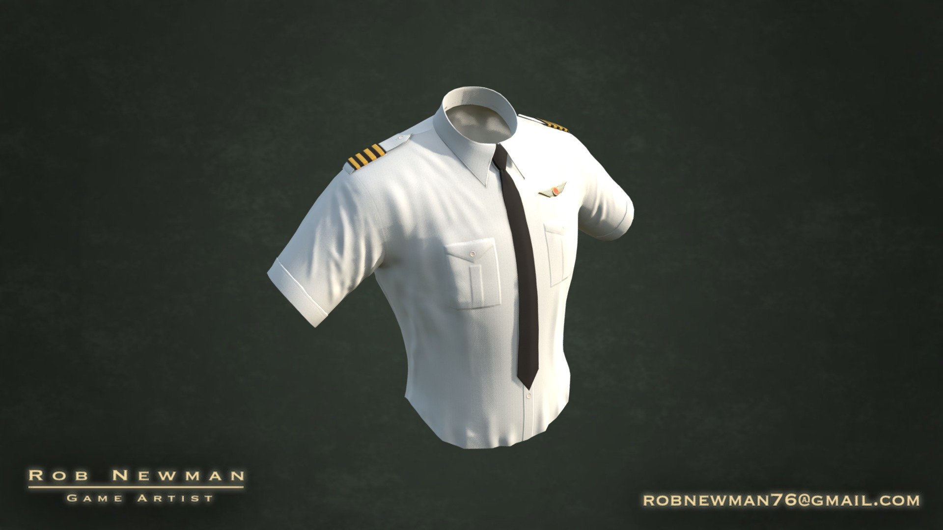 Game resolution model of a pilot shirt, for a game character. Using PBR for materials 3d model