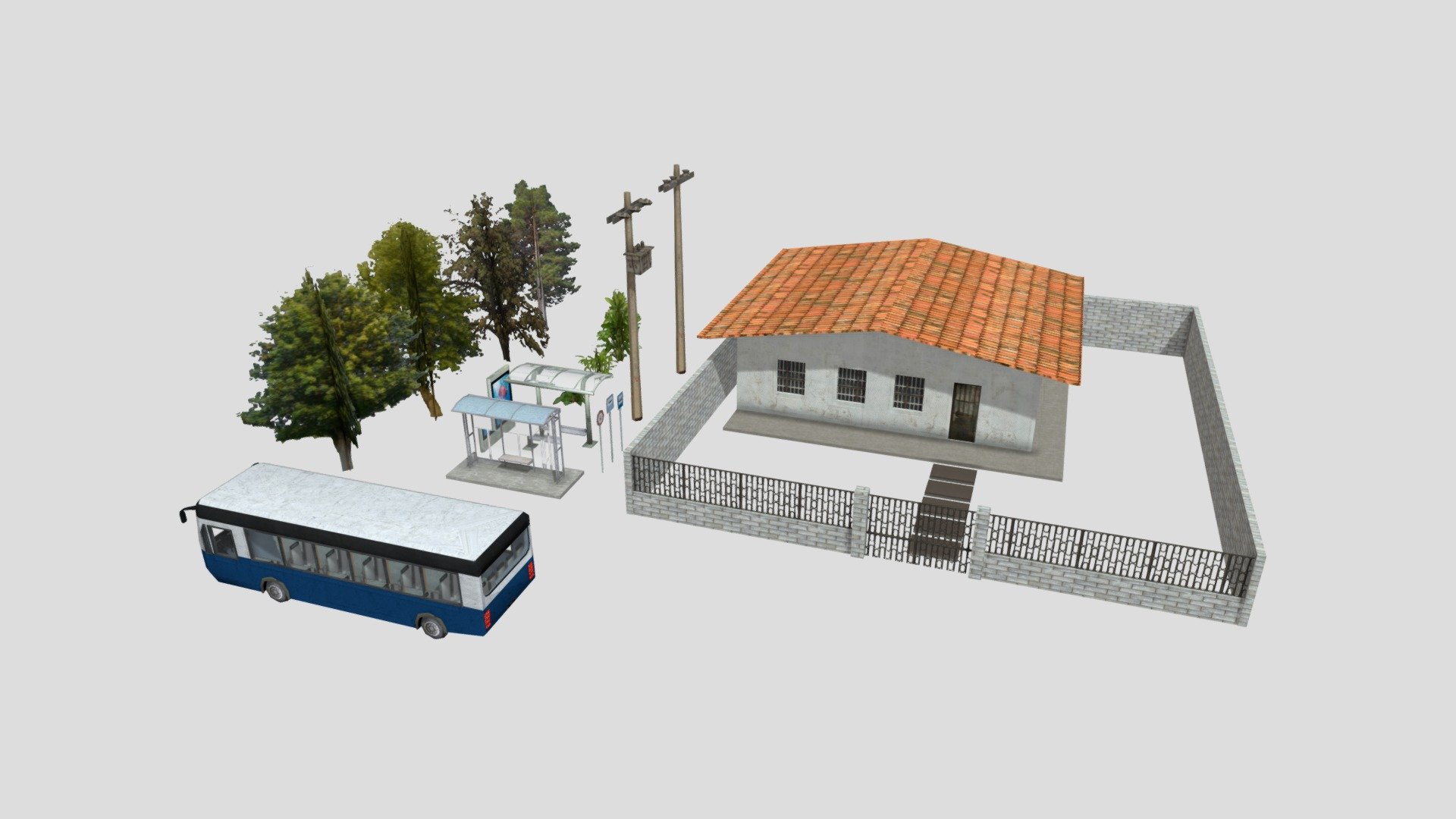 Props de los escenarios Bus stop - Bus stop props - Download Free 3D model by Elbolillo (@Elbolilloduro) 3d model