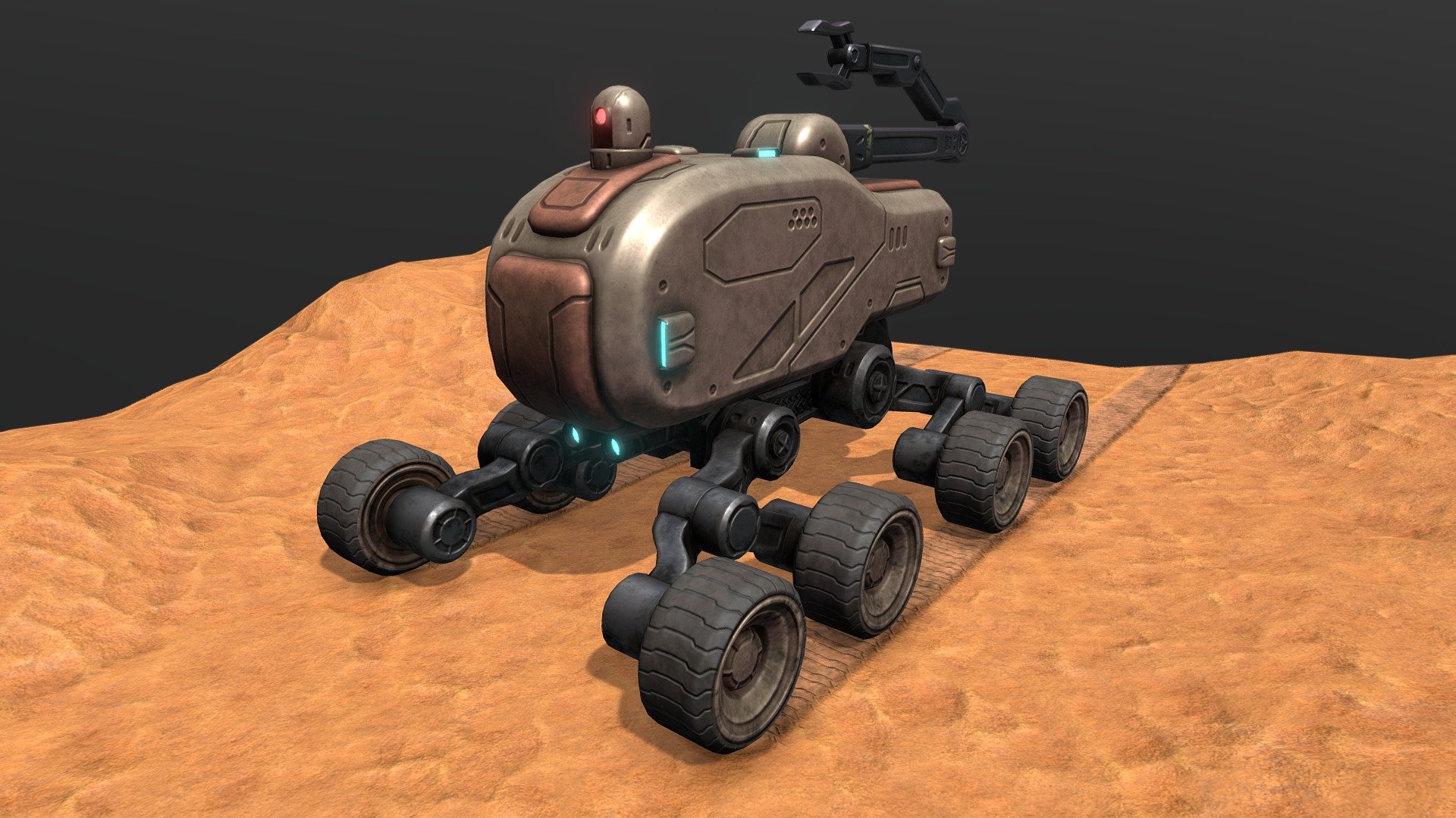 Sending people to remote planets can be dangerous. Instead, this Scorpion Rover can do surveillance and surface analysis without risking any human lives. It uses an 8x8 wheel driving system, so it stays in control even in uneven terrain.
Original concept by Dimitry Popov 3d model