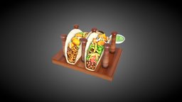 Taco burger, food, chicken, mexican, fastfood, pizza, tacos, taco, vrready, modeling, texturing, pbr