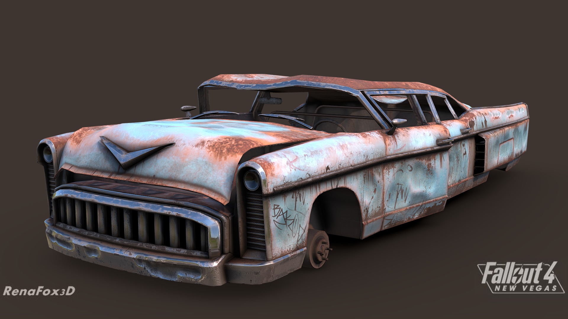 The somewhat iconic blue sedan from Fallout 3 and New Vegas, remade for Fallout 4: New Vegas, most people will probably remember it as &ldquo;that exploding car
