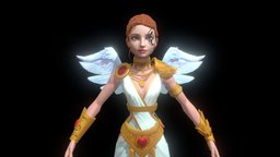 Pricess Character Girl For Game Low-Poly angel, queen, cherub, ue4, egipt, cleopatra, gameengine, hts, godot, pricess, unity, girl, game, gameasset, female, ue5
