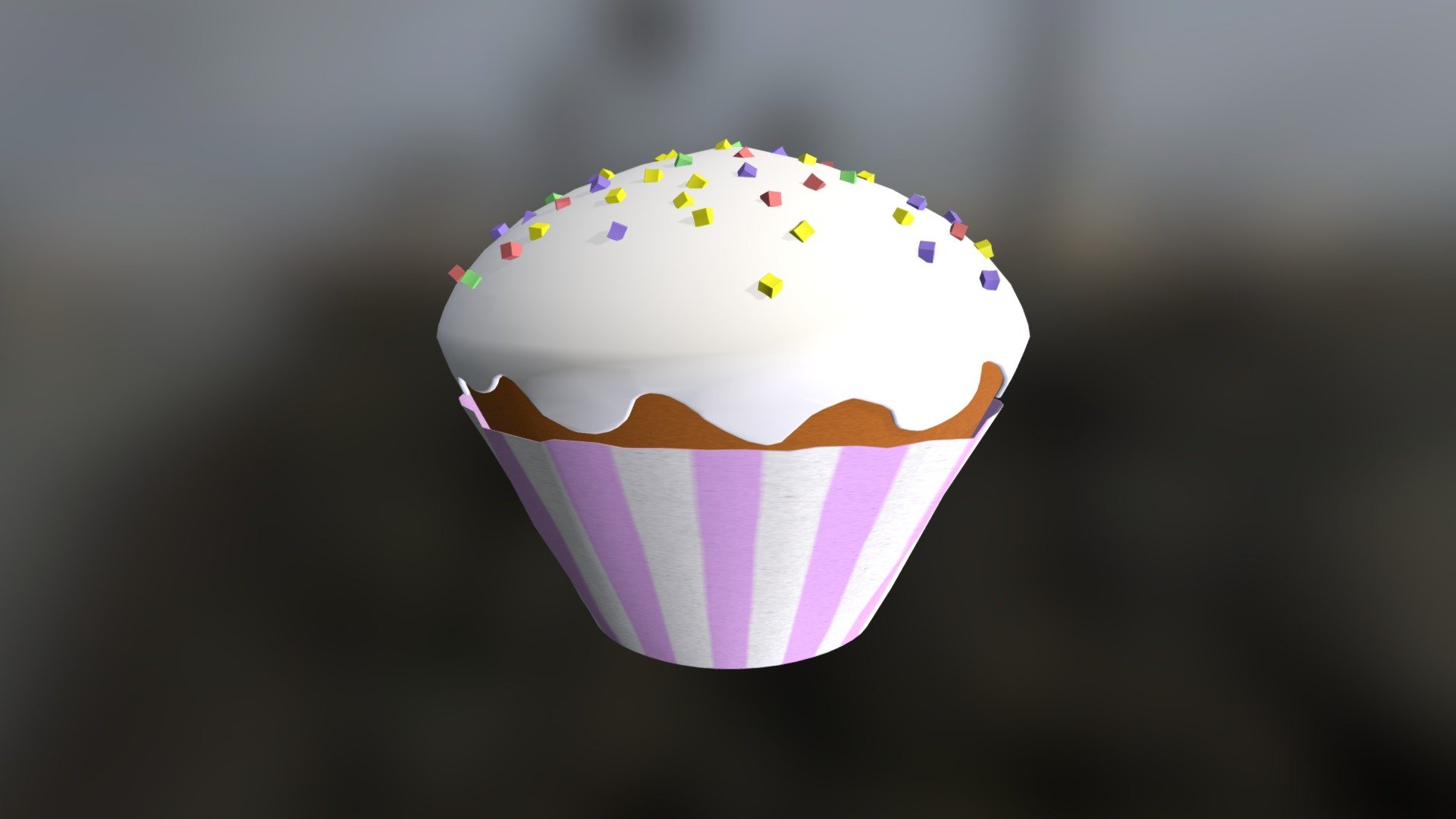 A delicious cartoon cupcake 3d model