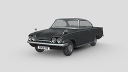 Low Poly Car power, vehicles, transportation, ford, cars, drive, retro, driving, compact, classic, hatchback, american, old, coupe, old-car, classic-car, retro-car, capri, consul, compact-car, american-car, vehicle, car, ford-consul-capri, classic-ford