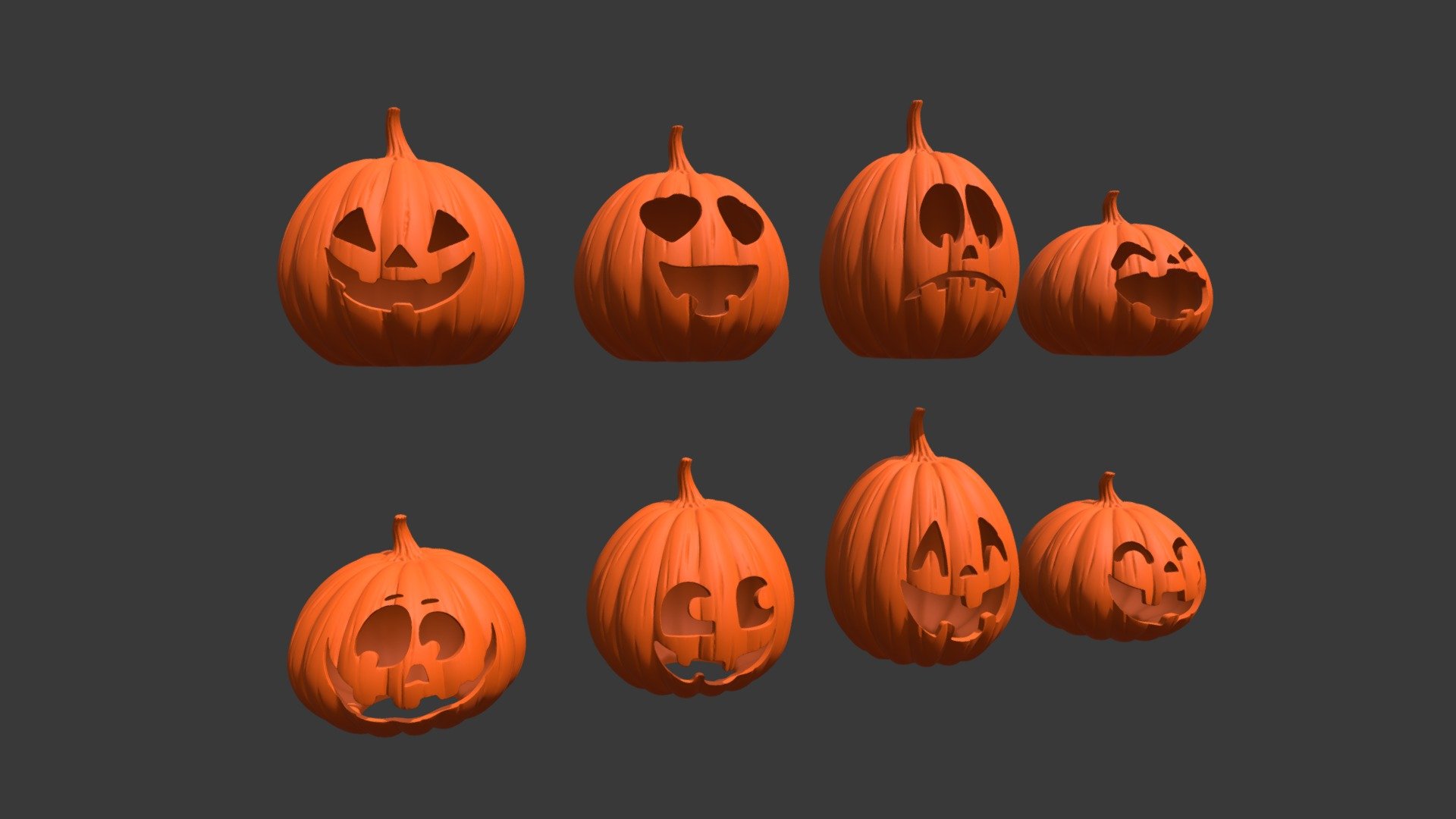 8 halloween pumpkins to 3d printing. You can use flameless LED candle to have a nice lighting effect.

 - Halloween Pumpkins to print (pack with 8) - Buy Royalty Free 3D model by guilhermeeh74 3d model