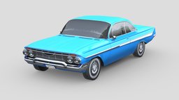 Chevrolet Impala Coupe 1961 cars, sedan, chevrolet, vintage, chevy, sports, compact, classic, impala, old, coupe, low-poly, vehicle, lowpoly, low, poly, car, sport
