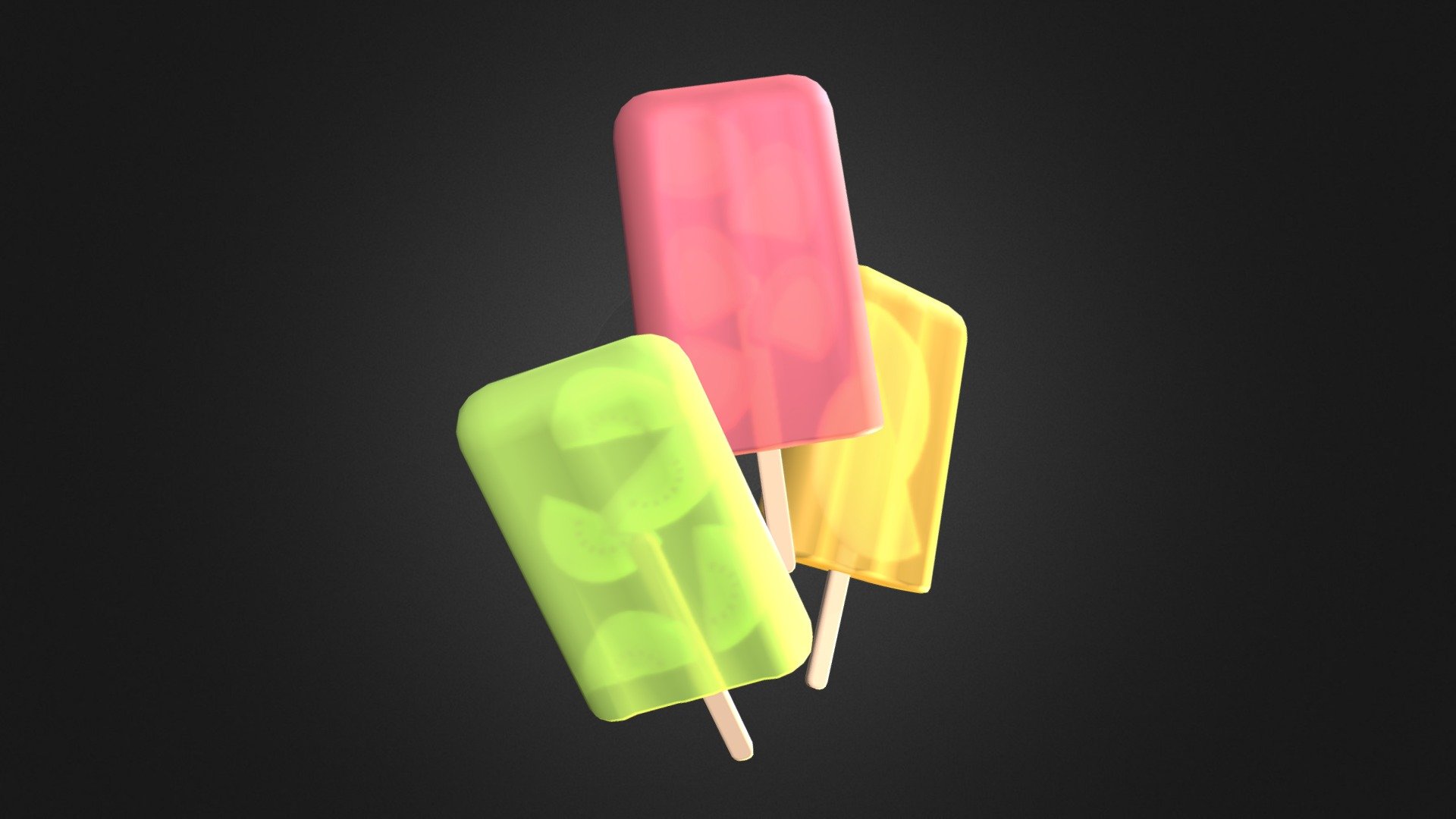 Just some quick fruity ice pops since it's actually been quite warm lately! - Summer Pops - 3D model by Nicole "CmdrSpaceCat" Rusk (@cmdrspacecat) 3d model