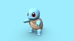 Squirtle Pokemon turtle, red, pokemon, nintendo, gen, type, squirtle, first, water, initial, substancepainter, substance, character, blue