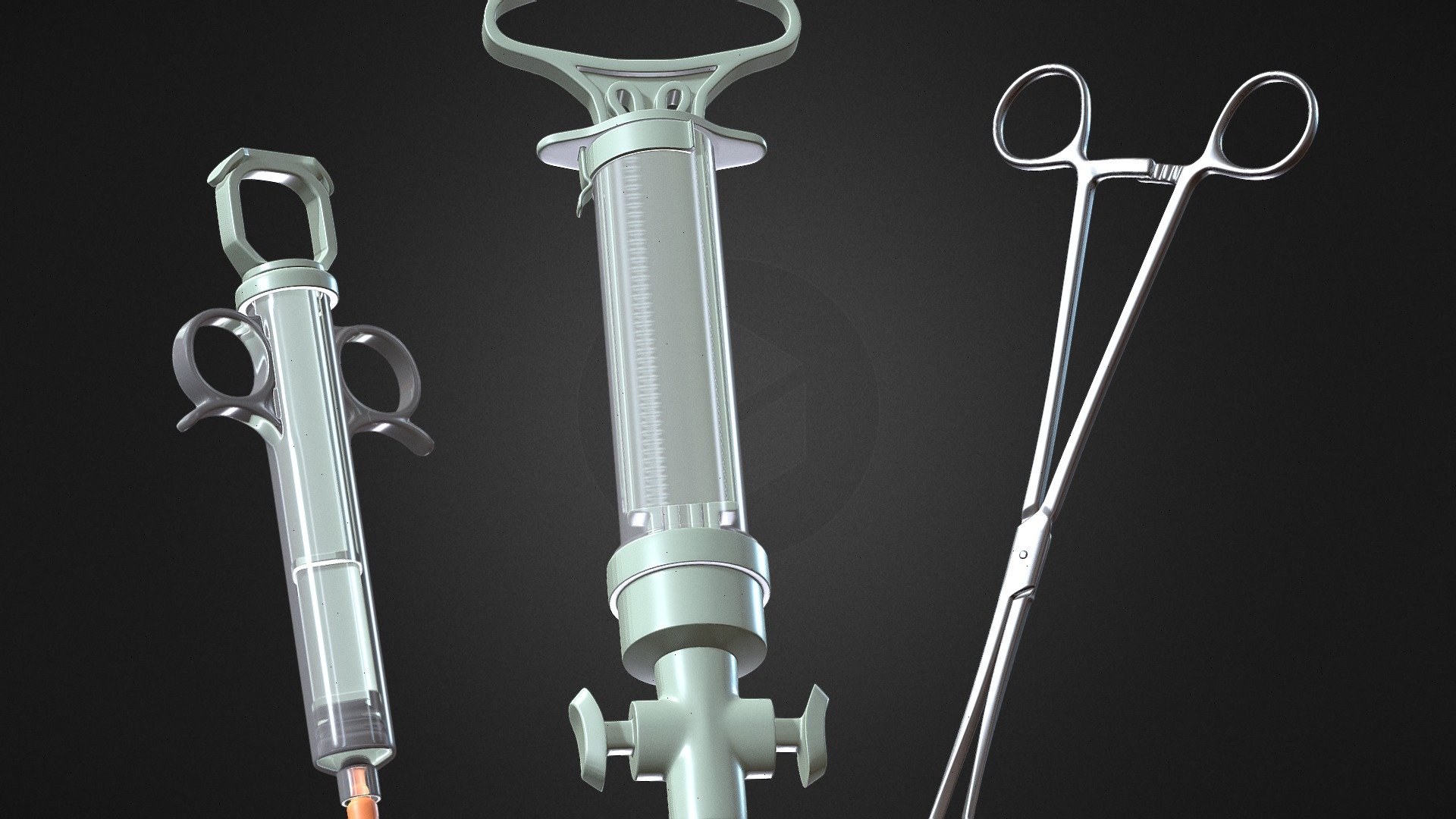 Aspiration kit with three of six utensils - for use in uterine cavity evacuation - Aspiration-Kit Assets - 3D model by Jesaja Mayer (@jasperle) 3d model