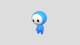 Character248 Rigged Mascot toon, cute, baby, element, rig, water, head, character, cartoon, animation, stylized, monster, blue, fantasy, anime, robot, simple, hand, noai, jobi