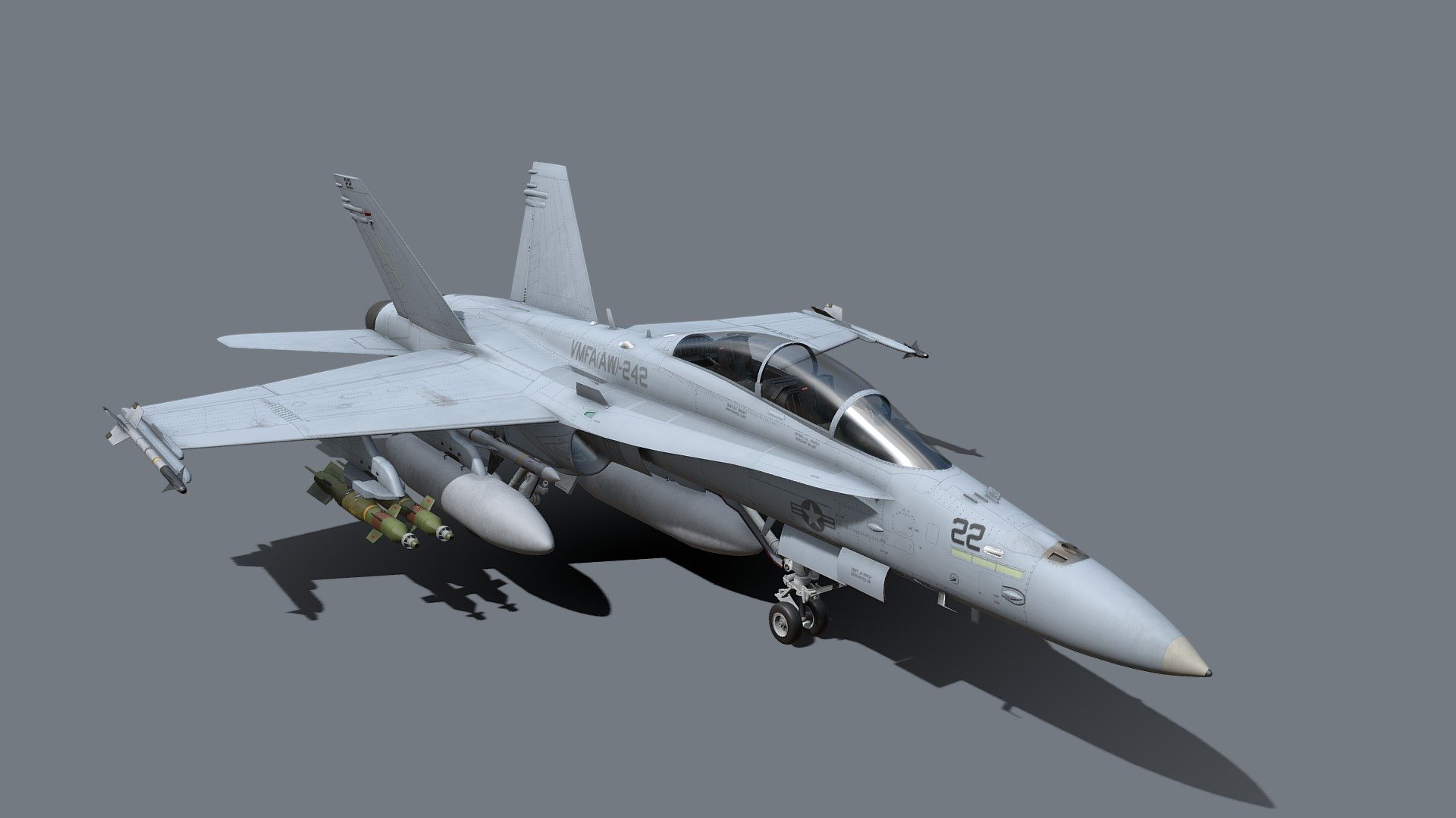 The McDonnell Douglas F/A-18 Hornet is an all-weather, twin-engine, carrier-capable, multirole combat aircraft, designed as both a fighter and attack aircraft (hence the F/A designation). Designed by McDonnell Douglas and Northrop, the F/A-18 was derived from the latter’s YF-17 in the 1970s for use by the United States Navy and Marine Corps 3d model