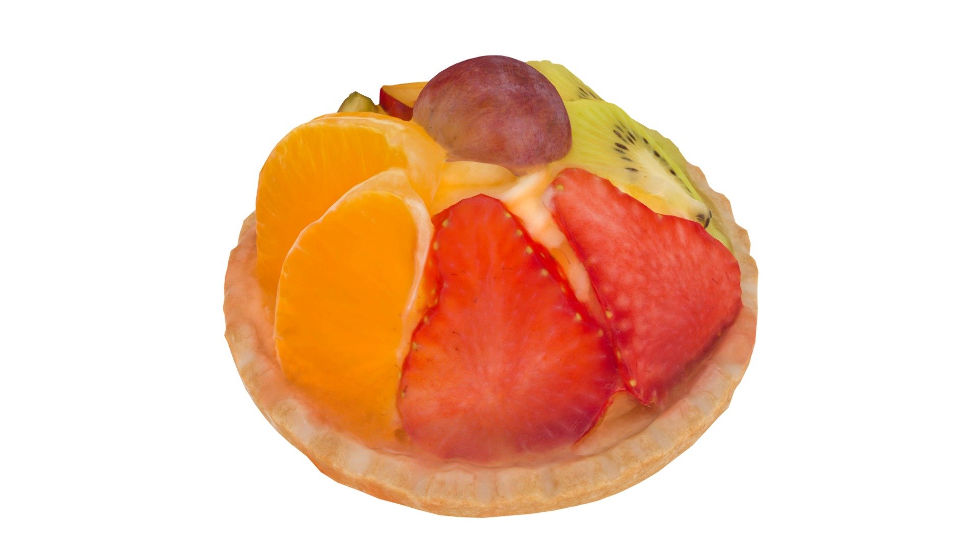 Highly detailed, photorealistic, 3d scanned model of a mini fruit tart. 8k textures maps, optimized topology and uv unwrapped.

Model shown here is lowpoly with diffuse map only and 4k texture size.

This model is available at www.thecreativecrops.com 3d model