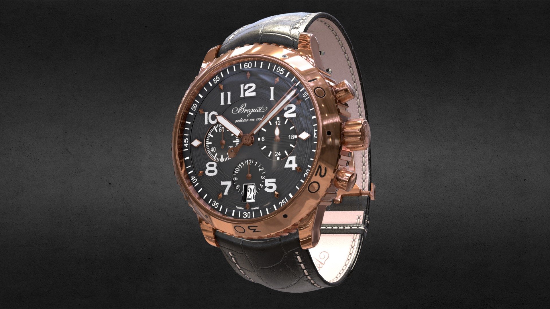 Awesome stainless steel Breguet Type XX-XXI-XXII 3810BR/92/9ZU watch․
Use for Unreal Engine 4 and Unity3D. Try in augmented reality in the AR-Watches app. 
Links to the app: Android, iOS

Currently available for download in FBX format.

3D model developed by AR-Watches

Disclaimer: We do not own the design of the watch, we only made the 3D model 3d model