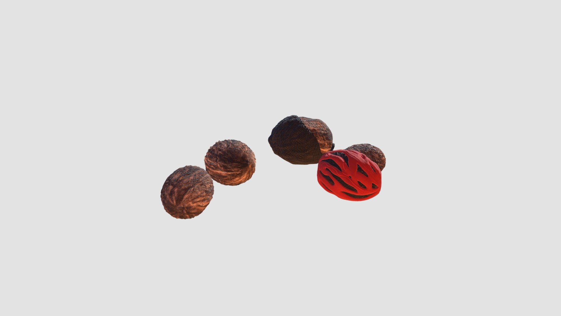 Highly detailed 3d model of nutmeg with all textures, shaders and materials. It is ready to use, just put it into your scene 3d model