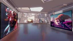 Sci-Fi_Interior_Gallery_10 room, virtual, modern, warehouse, shed, pavilion, vr, exhibition, metaverse, sci-fi, futuristic, interior