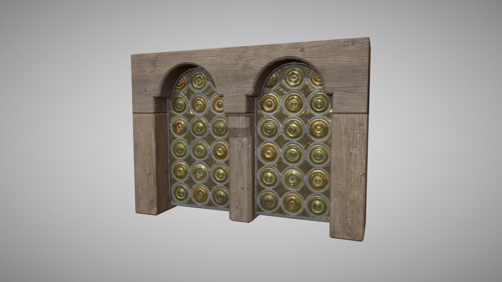 A medieval window made for the XIII century wooden castle reconstruction 3d model