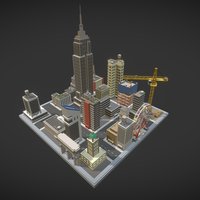 Simple City tower, studios, highrise, town, synty, addon, asset, model, city, building