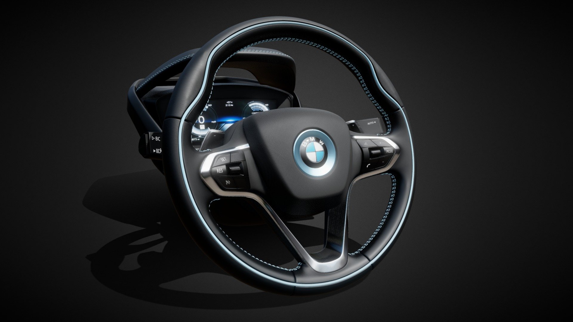 Hi, I modeled for you a steering wheel from a 2015 BMW i8. The model is very detailed and is primarily done in blender 3d model