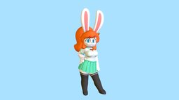 Clover rabbit, bunny, cute, b3d, pinup, anthro, anthropomorphic, furry, character, blender, noai