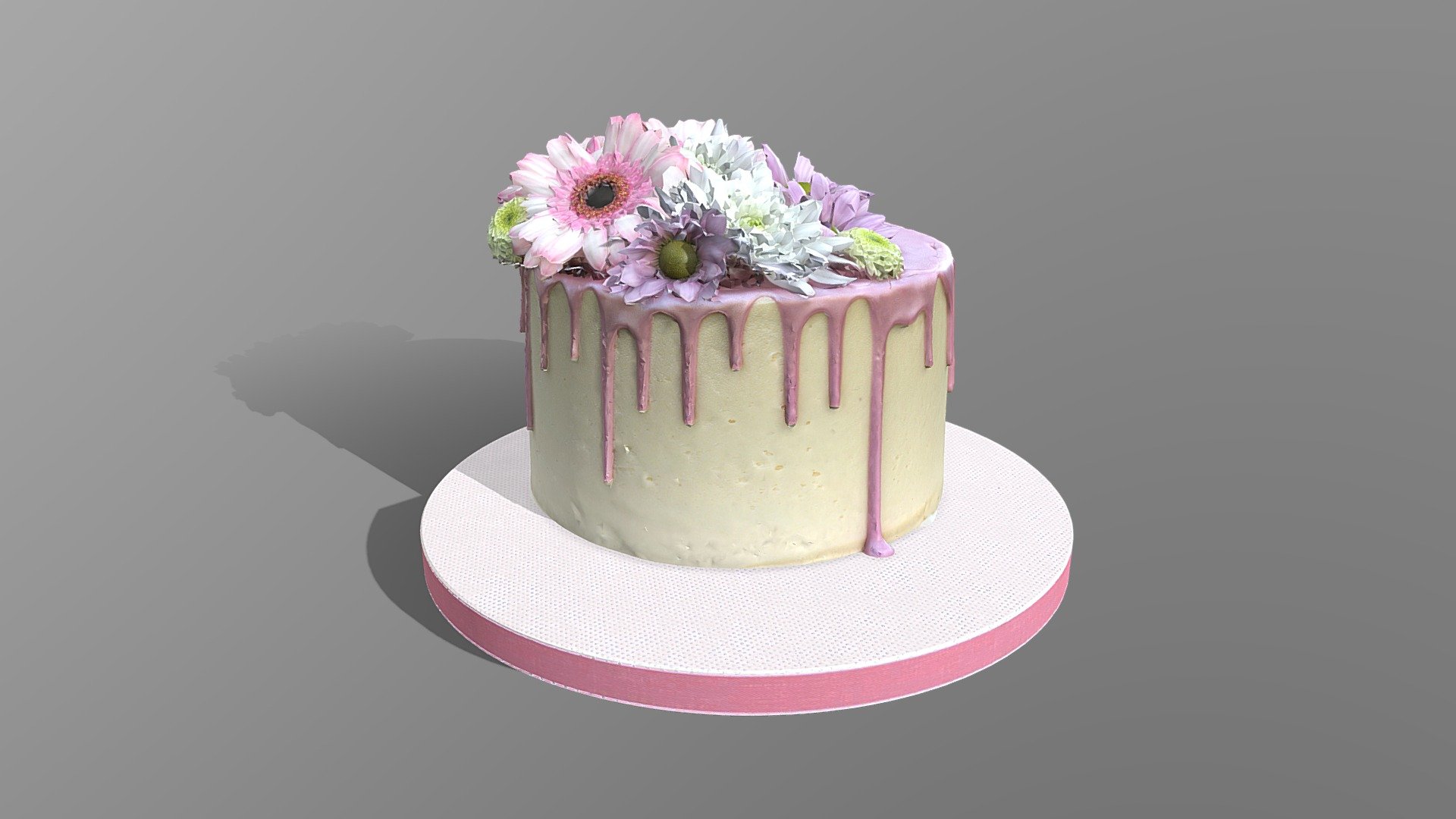This Spring Flowers Drip Cake model was created using photogrammetry which is made by CAKESBURG Premium Cake Shop in the UK. You can purchase real cake from this link: https://cakesburg.co.uk/products/spring-flowers-naked-cake?_pos=8&amp;_sid=2903c6468&amp;_ss=r

Textures 4096*4096px PBR photoscan-based materials Base Color, Normal Map, Roughness) - Spring Flowers Drip Cake - Buy Royalty Free 3D model by Cakesburg Premium 3D Cake Shop (@Viscom_Cakesburg) 3d model