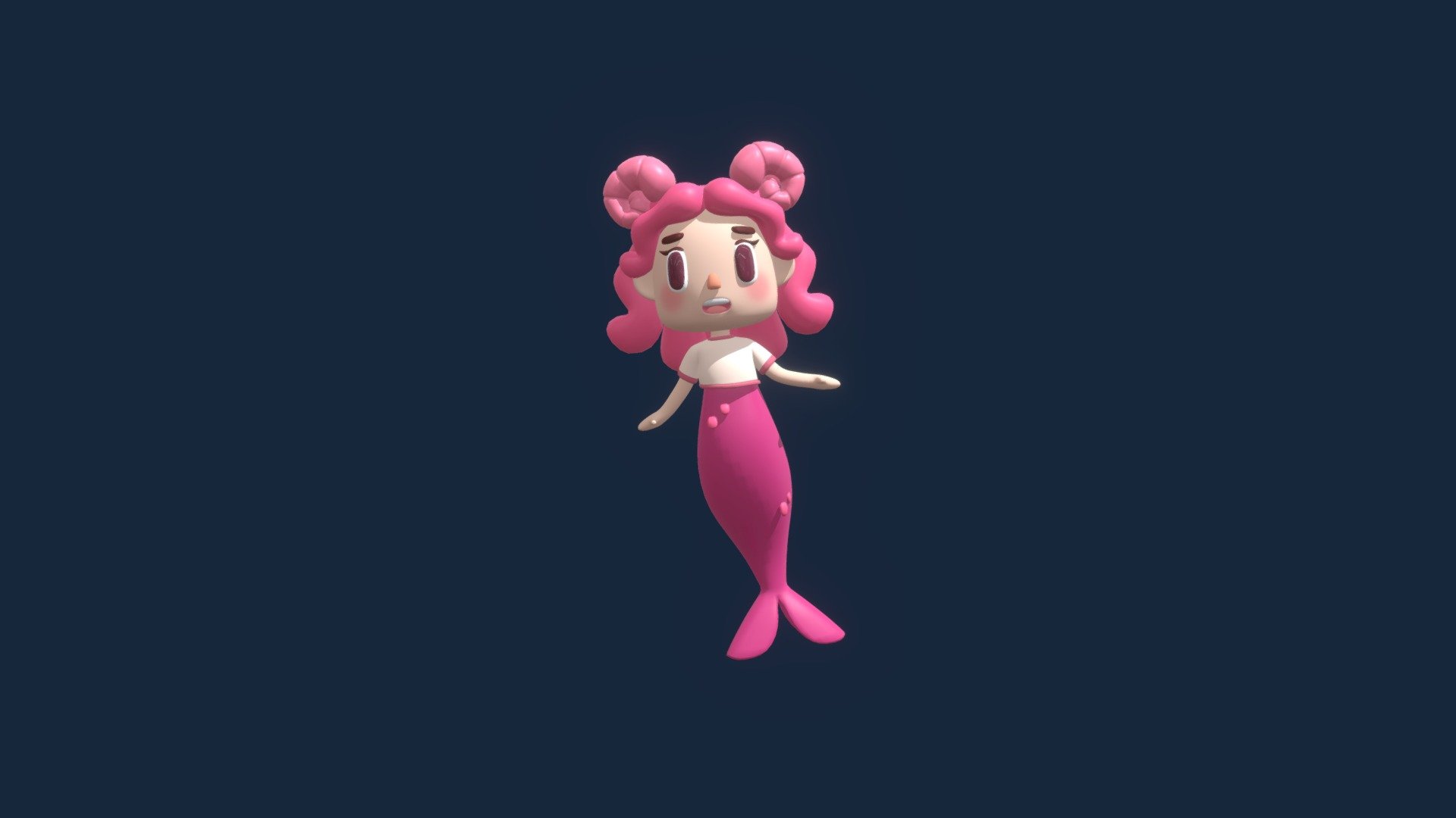 Cute Pink Mermaid model from my mermay collection 3d model