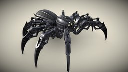 Sci-Fi Spider metal PBR low-poly game ready 3D m