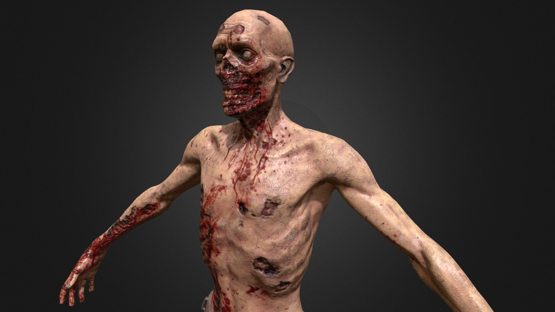 Game Ready Model - Shirless Zombie BB_V2 - 3D model by newpunch (@debreen) 3d model