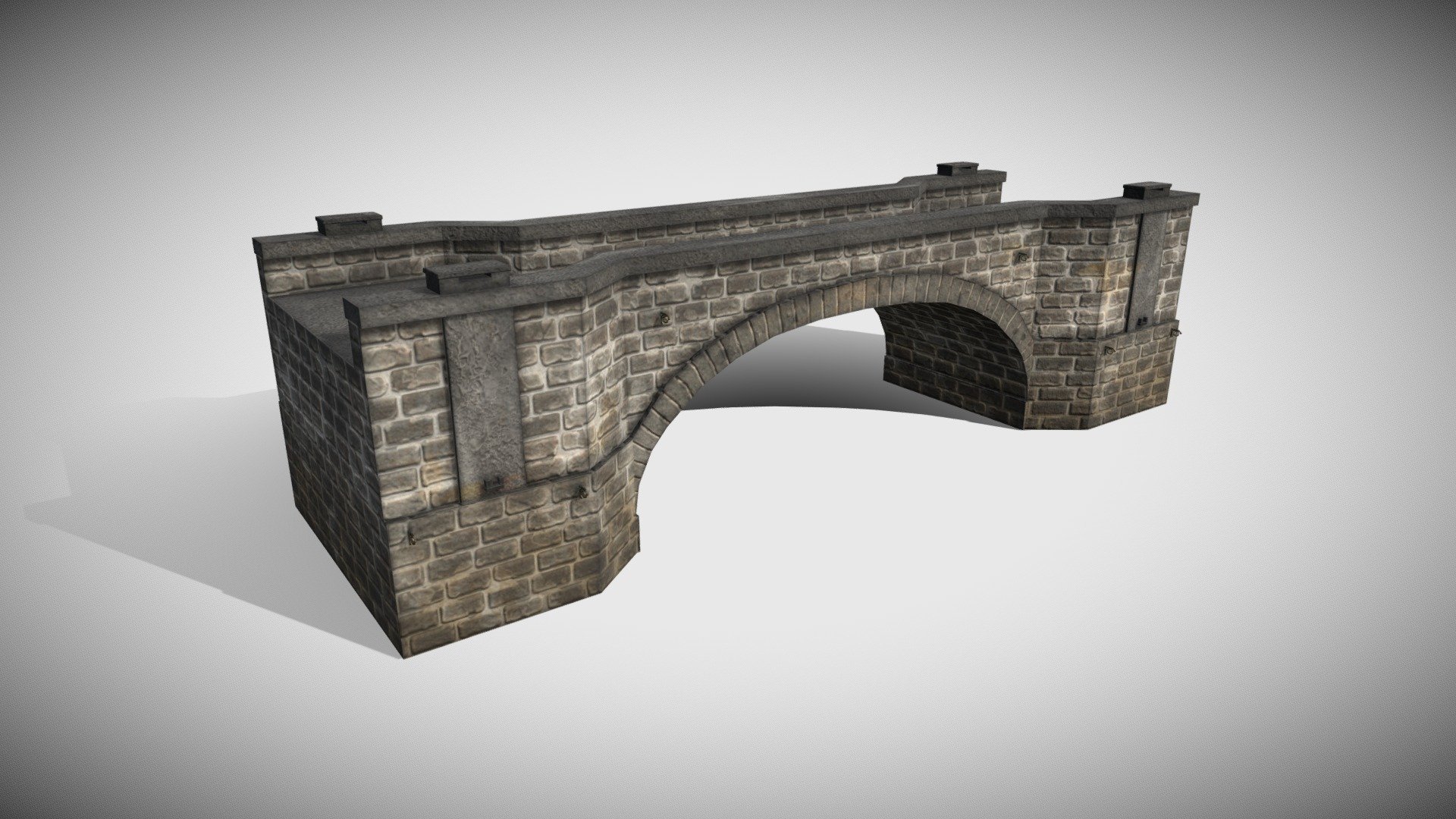 German stone bridge, There is also a version with a layer of snow on top (image bellow). 
You can find more models related to this one on my products. Feel free to check my profile. Ready for games, very low poly.

-2K texture

-1 material

-2 UDIMs

-No pluggins

-OBJ and FBX

-Maps included: basecolor, height, normal, roughness, metallic 3d model