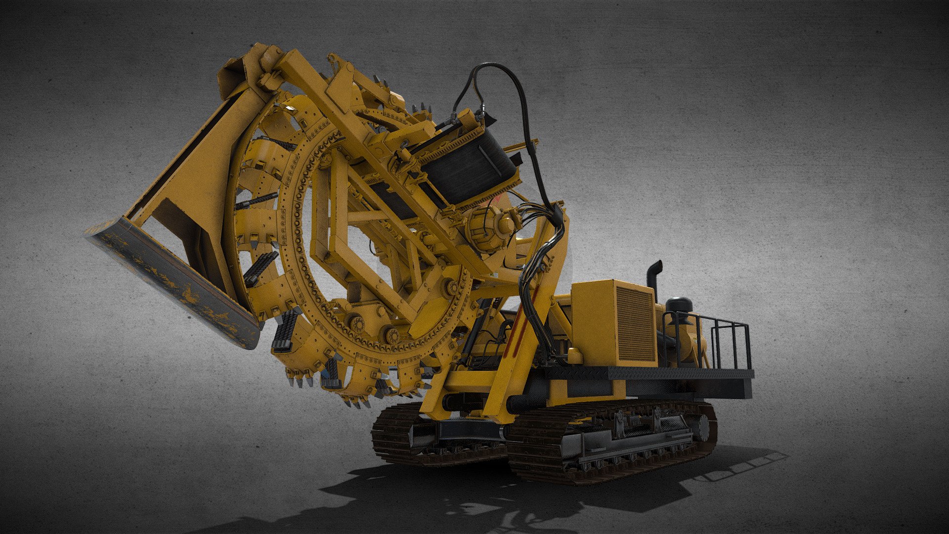 Wheel Trencher made in Maya

Custom made using reference from various different existing vehicles. Mostly based off of the Wolfe 8000

502,021 tris

13 materials, 5 textures each

PBR textures: BaseColor, Normal, Roughness, Metal, AO

4k tiff format with alphas where needed on the cab windows, mount, and deck

Unreal

13 materials, 3 png 4k textures each: BaseColor, Normal, Packed (Occlusion, Roughness, Metallic) - Wheel Trencher - Buy Royalty Free 3D model by Phil Rivera (@philrivera) 3d model