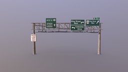 Highway Sign prop, urban, highway, signs, sign, america, signal, freeway, roadsign, props-assets, gameart, gameasset, noai