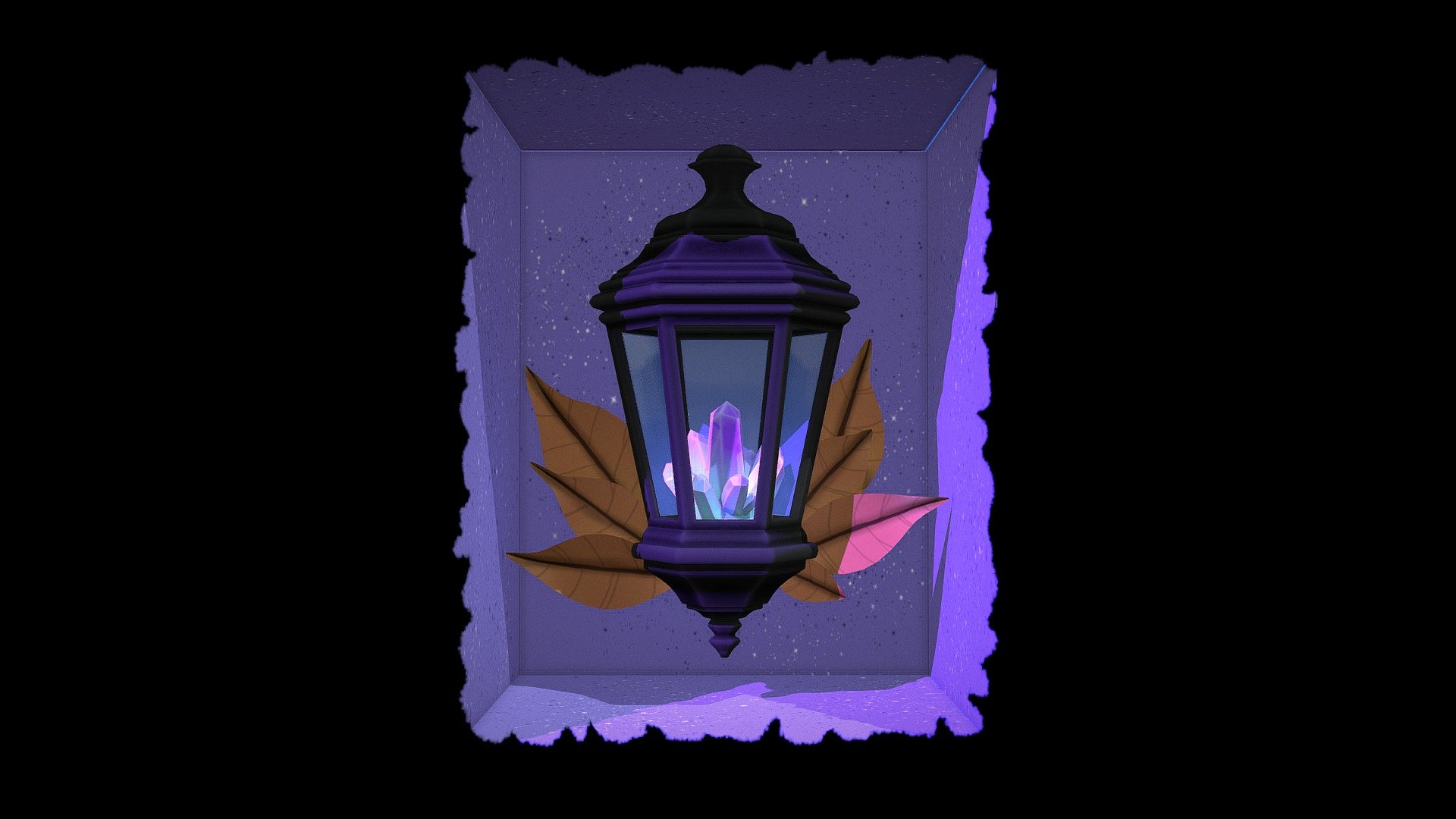 3D model of an Amethyst crystal lantern, inspired by some lantern and crystals illustrations 3d model
