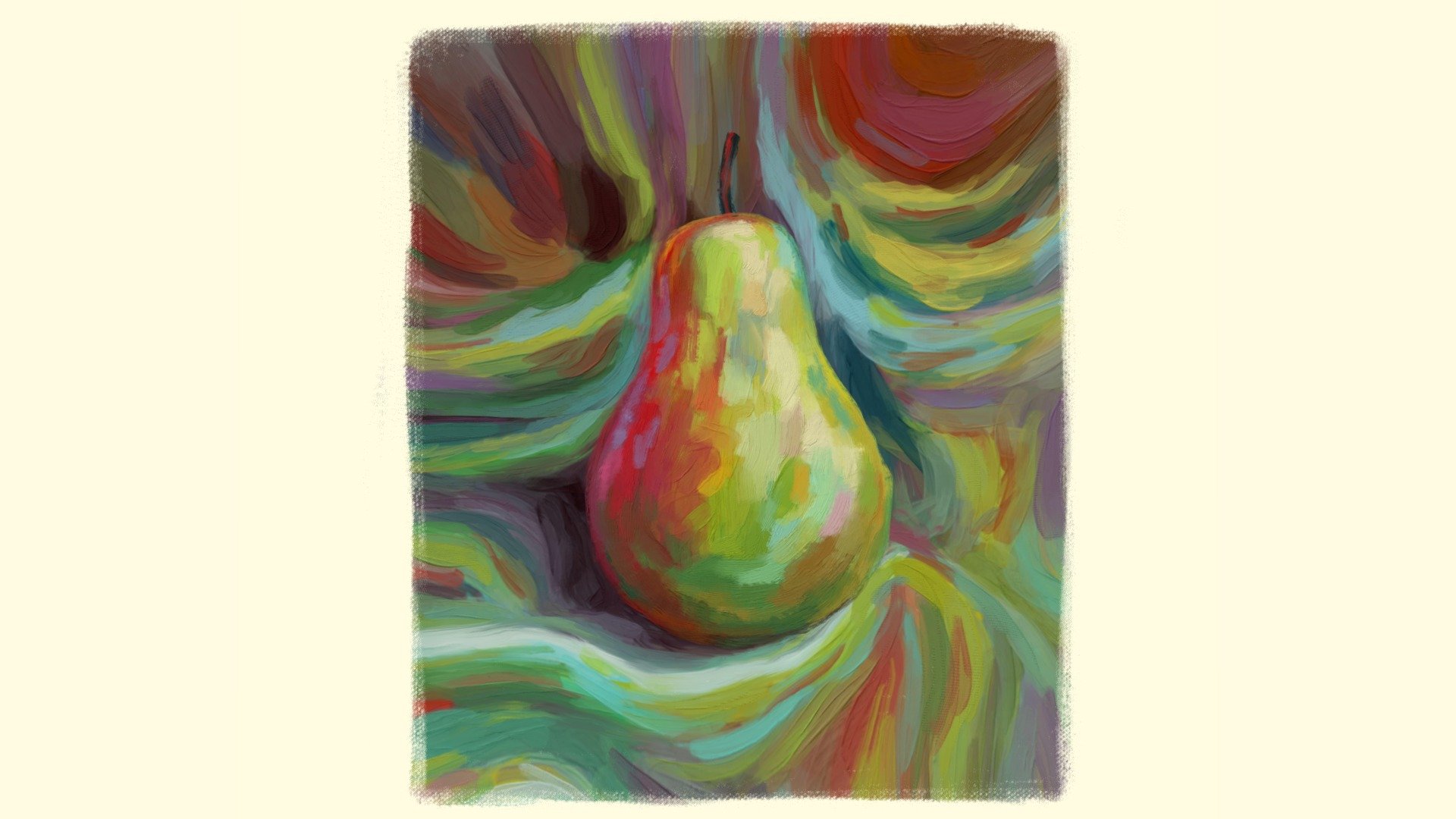 This one is based on an artwork by impressionist Talya Johnson.
Check out the original! https://pixels.com/featured/just-a-pear-impressionist-still-life-talya-johnson.html

Modeled and rendered with Blender 3.3. I wanted to try some realistic looking traditional media texturing. Rebelle 6 did the job with perfection!
Instagram: https://www.instagram.com/reel/CqDmRVvsxdA/?utm_source=ig_web_copy_link
Twitter: https://twitter.com/FaruqTawsif/status/1638176235703644161?s=20 - "Just A Pear" Impressionist art re construction - 3D model by Omar Faruq Tawsif (@omarfaruqtawsif32) 3d model