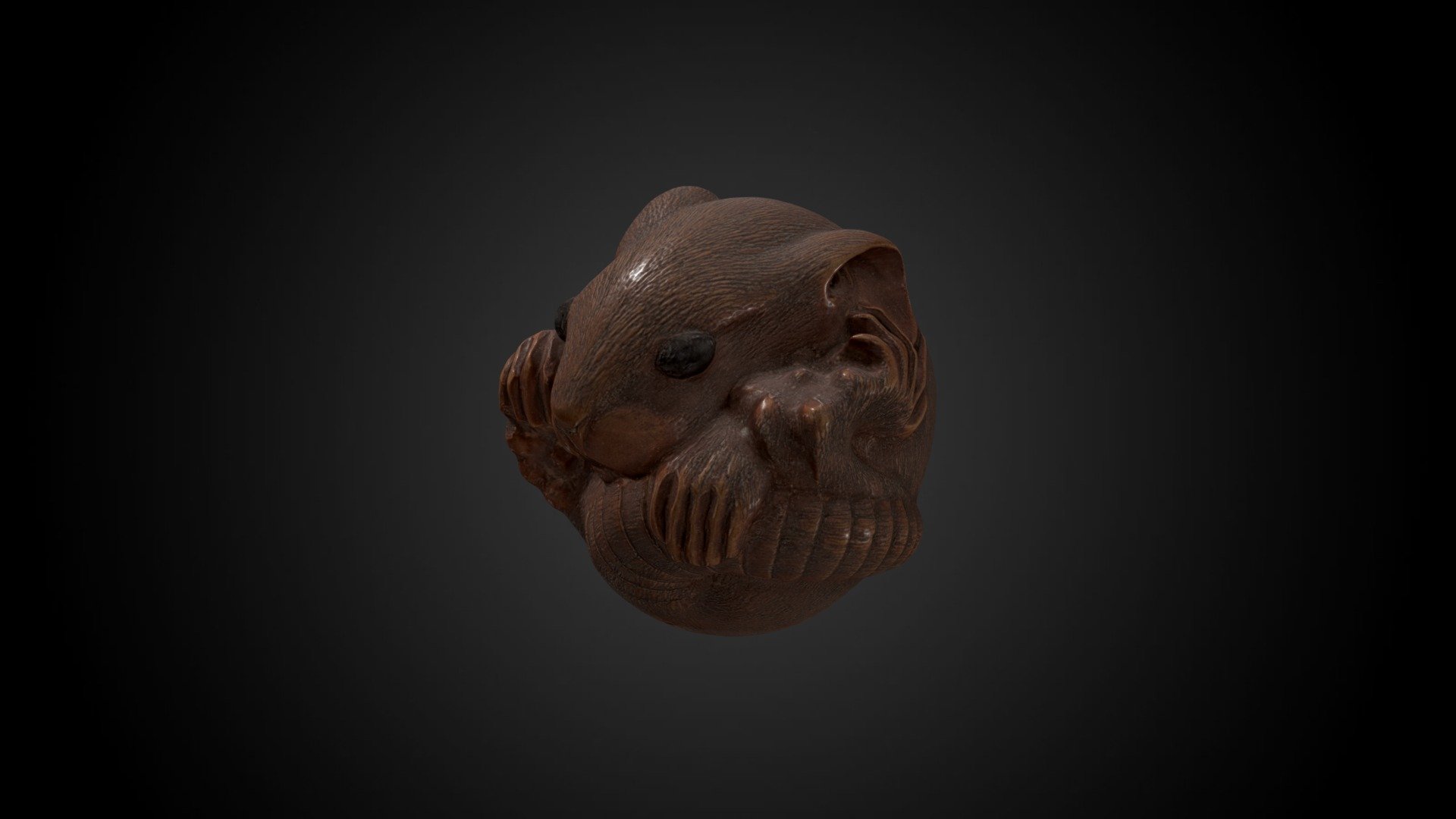 Curled rat netsuke by Suzuki Masanao, made in the second half of the 19th century CE. About 38mm ( 1 1/2 inches) in diameter. (Scaled in VR to about 10cm.)

A little more information about the object here:

https://collections.artsmia.org/art/37576/curled-rat-suzuki-masanao - Netsuke - curled rat - Download Free 3D model by Minneapolis Institute of Art (@artsmia) 3d model