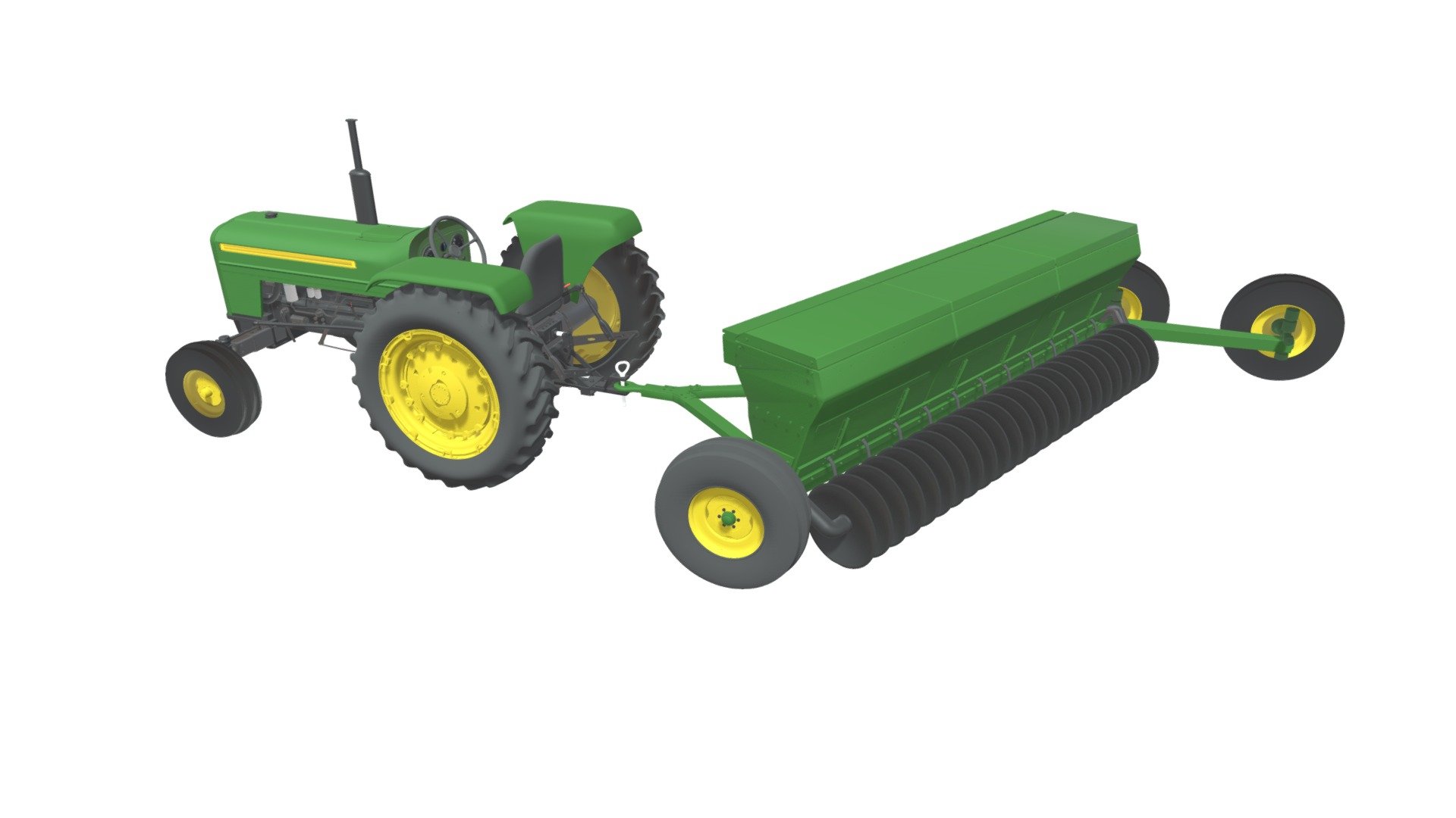 Quality 3d model of tractor with disc harrow 3d model