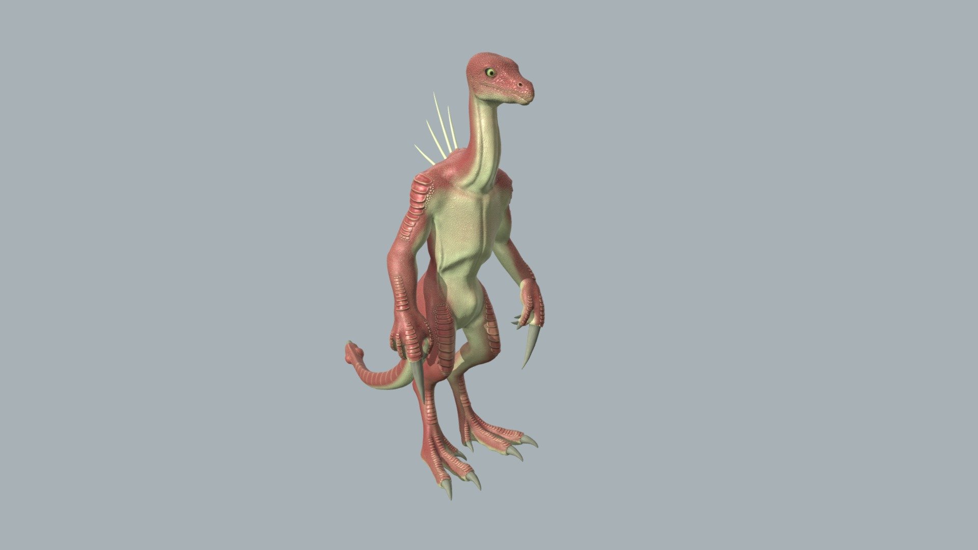 Here's a funny lizard-lookin man I made. Its design is loosely based on ancient Triassic-era reptiles, the Drepanosaurs. Drepanoids are reptilian humanoid creatures with a peaceful disposition. Standing at about 7.8 feet tall, they tall as hell 3d model