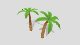 Toon Low Poly Game-Ready Palm Trees tree, palm, vegetation, game-ready, palmtree, low-poly, asset, lowpoly, stylized, gameready
